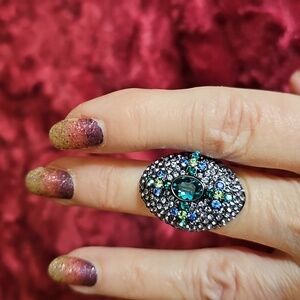 Akkad Smoky Crystal & Gold Cocktail Ring